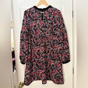 Loft knee length berry printed dress (large)